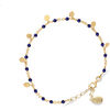 Bijoux Orusbijoux Bracelet Argent Dor&eacute; Petites Perles Pampilles Et Pierre Bleu