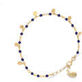Bijoux Orusbijoux Bracelet Argent Dor&eacute; Petites Perles Pampilles Et Pierre Bleu