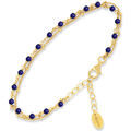 Bracelets Orusbijoux Bracelet En Argent Dor&eacute; Double Chaine Pierres Naturelles Bleu Grenoble