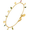 Bracelets Orusbijoux Bracelet Argent Dor&eacute; Pampilles De Forme Lune C?ur Et Pierre Dor&eacute;