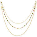 Collier Orusbijoux Collier Argent Dor&eacute; Triple Collier Petite Perles Pierre Dor&eacute;