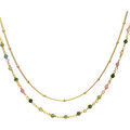 Colliers sur Grenoble : Collier Orusbijoux Collier Argent Dor&eacute; Double Chaine Et Pierres Naturelles Dor&eacute;