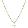 Collier Orusbijoux Collier Argent Dor&eacute; Croix Et Pierres Naturelles Tourmaline Dor&eacute;