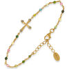 Bracelets Orusbijoux Bracelet En Argent Dor&eacute; Croix Pierres Naturelles Tourmaline Dor&eacute;