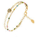 Bracelets Orusbijoux Bracelet En Argent Dor&eacute; Double Chaine Pierres Naturelles Dor&eacute;