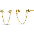 Bijoux Orusbijoux Boucles D'oreilles Argent Dor&eacute;es Doubles Reli&eacute;es Gouttes Dor&eacute;