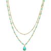 Collier Orusbijoux Collier Argent Dor&eacute; Goutte Doubles Cha&icirc;nes Pierres Bleu