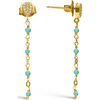 Boucles oreilles Orusbijoux Boucles D'oreilles Argent Dor&eacute; Pendantes Gouttes Pierres Bleu