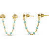 Bijoux Orusbijoux Boucles D'oreilles Argent Dor&eacute;es Doubles Reli&eacute;es Gouttes Bleu