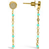 Boucles oreilles Orusbijoux Boucles D'oreilles Argent Dor&eacute; Pendantes Rondes Pierres Dor&eacute;