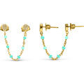 Bijoux Orusbijoux Boucles D'oreilles Argent Dor&eacute;es Doubles Reli&eacute;es Gouttes Dor&eacute;