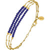 Bijoux Orusbijoux Bracelet Argent Dor&eacute; Triples Cha&icirc;nes Pierres Lapis Bleu