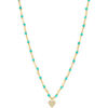 Collier Orusbijoux Collier Argent Dor&eacute; C?ur Serti Blanc Et Pierres Turquoise Bleu
