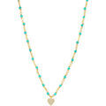 Collier Orusbijoux Collier Argent Dor&eacute; C?ur Serti Blanc Et Pierres Turquoise Bleu Grenoble