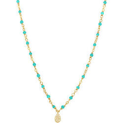 Collier Orusbijoux Collier Argent Dor&eacute; Goutte Serti Blanc Pierres Turquoise Bleu