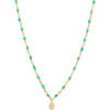 Collier Orusbijoux Collier Argent Dor&eacute; Goutte Serti Blanc Pierres Turquoise Bleu