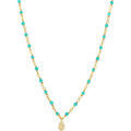 Colliers sur Grenoble : Collier Orusbijoux Collier Argent Dor&eacute; Goutte Serti Blanc Pierres Turquoise Bleu