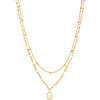 Collier Orusbijoux Collier Argent Dor&eacute; Goutte Doubles Cha&icirc;nes Pierres Opale Dor&eacute;