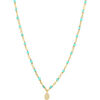 Collier Orusbijoux Collier Argent Dor&eacute; Goutte Serti Blanc Pierres Amazonite Dor&eacute;