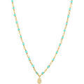 Colliers sur Grenoble : Collier Orusbijoux Collier Argent Dor&eacute; Goutte Serti Blanc Pierres Amazonite Dor&eacute;