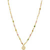 Collier Orusbijoux Collier Argent Dor&eacute; M&eacute;daillon Serti Blanc Et Pierres Dor&eacute;