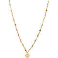 Colliers sur Grenoble : Collier Orusbijoux Collier Argent Dor&eacute; M&eacute;daillon Serti Blanc Et Pierres Dor&eacute;