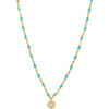 Collier Orusbijoux Collier Argent Dor&eacute; M&eacute;daillon Serti Blanc Et Pierres Bleu