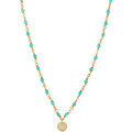 Colliers sur Grenoble : Collier Orusbijoux Collier Argent Dor&eacute; M&eacute;daillon Serti Blanc Et Pierres Bleu