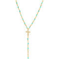 Collier Orusbijoux Collier Argent Dor&eacute; Cravate Croix Et Pierres Amazonite Dor&eacute; Grenoble