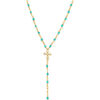 Collier Orusbijoux Collier Argent Dor&eacute; Cravate Croix Et Pierres Turquoise Bleu