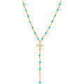 Collier Orusbijoux Collier Argent Dor&eacute; Cravate Croix Et Pierres Turquoise Bleu Grenoble
