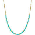Collier Orusbijoux Collier Argent Dor&eacute; Perles Dor&eacute;e Et Pierres Turquoise Bleu