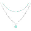 Collier Orusbijoux Collier Argent Rhodi&eacute; Double Chaine Pampille Et Pierres Argent&eacute;