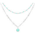Colliers sur Grenoble : Collier Orusbijoux Collier Argent Rhodi&eacute; Double Chaine Pampille Et Pierres Argent&eacute;