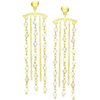 Boucles oreilles Orusbijoux Boucles D'oreilles Fil Argent Dor&eacute; Multi-chaines Pierres Dor&eacute;