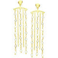 Boucles oreilles Orusbijoux Boucles D'oreilles Fil Argent Dor&eacute; Multi-chaines Pierres Dor&eacute; Grenoble