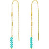 Bijoux Orusbijoux Boucles D'oreilles Fil Argent Dor&eacute; Pierres Naturelles Bleu