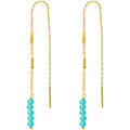 Bijoux Orusbijoux Boucles D'oreilles Fil Argent Dor&eacute; Pierres Naturelles Bleu
