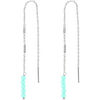Bijoux Orusbijoux Boucles D'oreilles Fil Argent Rhodi&eacute; Pierres Naturelles Argent&eacute;