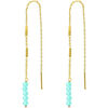 Bijoux Orusbijoux Boucles D'oreilles Fil Argent Dor&eacute; Pierres Naturelles Dor&eacute;