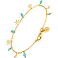 Bracelets Orusbijoux Bracelet Argent Dor&eacute; Pampilles De Forme Lune C?ur Et Pierre Dor&eacute;
