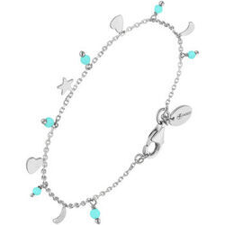 Bracelets Orusbijoux Bracelet Argent Pampilles De Forme Lune C?ur Et Pierre Argent&eacute;