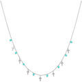 Collier Orusbijoux Collier Argent Rhodi&eacute; Croix Et Pierres Naturelles Amazonite Argent&eacute;