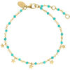 Bijoux Orusbijoux Bracelet Argent Dor&eacute; &eacute;toiles Pierres Naturelles Turquoise Bleu
