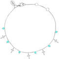 Bijoux Orusbijoux Bracelet Argent Rhodi&eacute; Motif Croix Et Pierres Amazonite Argent&eacute; Grenoble