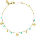 Bijoux Orusbijoux Bracelet Argent Dor&eacute; Pampilles Et Pierres Amazonite Dor&eacute;