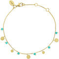 Bijoux Orusbijoux Bracelet Argent Dor&eacute; Pampilles Et Pierres Turquoise Bleu