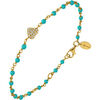 Bracelets Orusbijoux Bracelet Argent Dor&eacute; C?ur Serti Blanc Pierres Turquoise Bleu