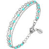 Bijoux Orusbijoux Bracelet Argent Rhodi&eacute; Triple Chaine Petite Perles Pierre Argent&eacute;