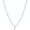 Collier Orusbijoux Collier Argent Dor&eacute; Croix En Zirconium Blanc Et Pierres Bleu